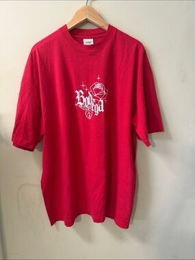 Bodega Red Graphic Men’s Crewneck T-Shirt with Rose Logo Size XL